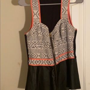 Black, white and peach party blouse. Size medium